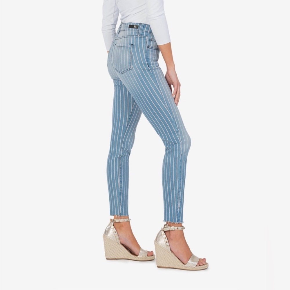 Kut From The Kloth Connie Striped Blue Denim Jeans High Rise Ankle Skinny sz2EUC - Picture 4 of 16